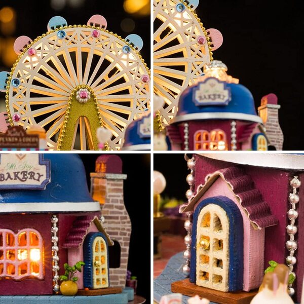 DIY-Puppenhaus aus Holz mit LED und Möbeln, komplettes Set für Kinder und Erwachsene