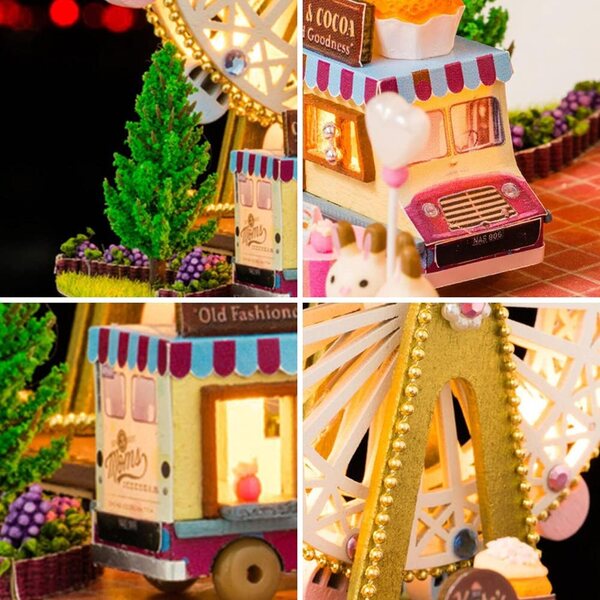 DIY-Puppenhaus aus Holz mit LED und Möbeln, komplettes Set für Kinder und Erwachsene