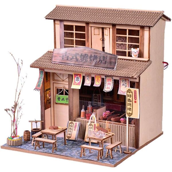 Chinesisches Puppenhaus mit Möbeln und LED-Lichtern – pädagogische und dekorative DIY-Kits
