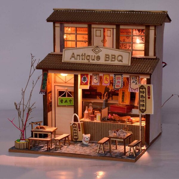 Casa delle bambole cinese con mobili e luci LED - Kit fai da te educativi e decorativi