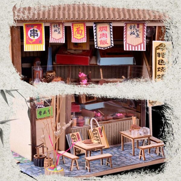 Casa delle bambole cinese con mobili e luci LED - Kit fai da te educativi e decorativi