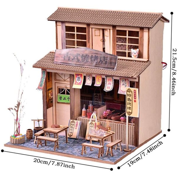 Casa delle bambole cinese con mobili e luci LED - Kit fai da te educativi e decorativi
