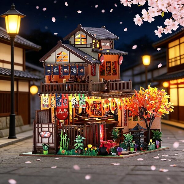 Spilay Wawei Kit Casa Miniatura Giapponese DIY con Luce LED e Musica