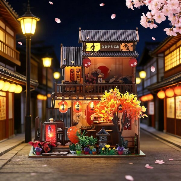 Spilay Wawei Kit Casa Miniatura Giapponese DIY con Luce LED e Musica