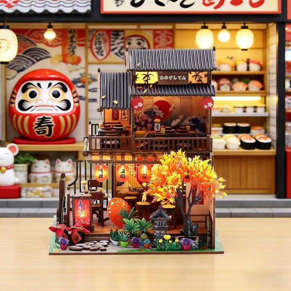 Spilay Wawei Kit Casa Miniatura Giapponese DIY con Luce LED e Musica