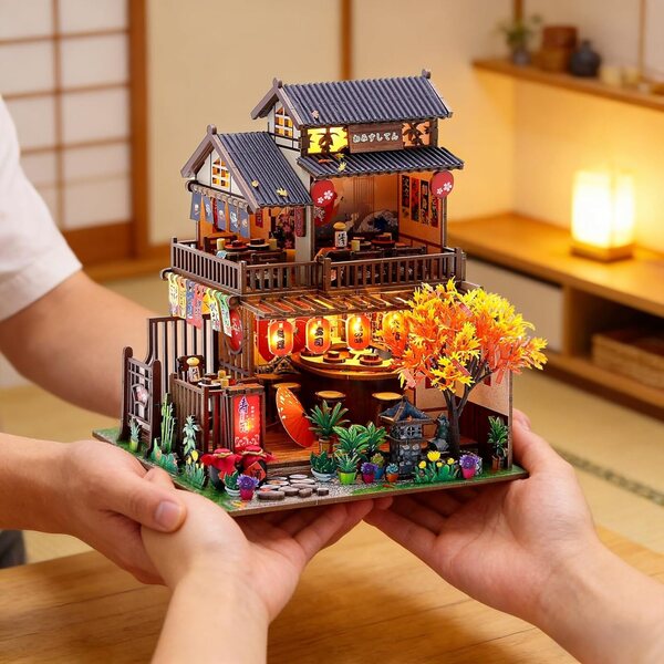 Spilay Wawei Kit Casa Miniatura Giapponese DIY con Luce LED e Musica