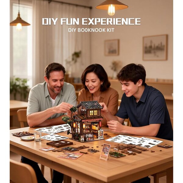 Spilay Kit Casa Miniatura Kasuga con Musica e LED, Decorazione Creativa Vintage DIY