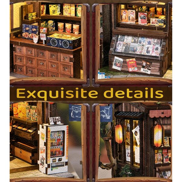 Spilay Kit Casa Miniatura Kasuga con Musica e LED, Decorazione Creativa Vintage DIY