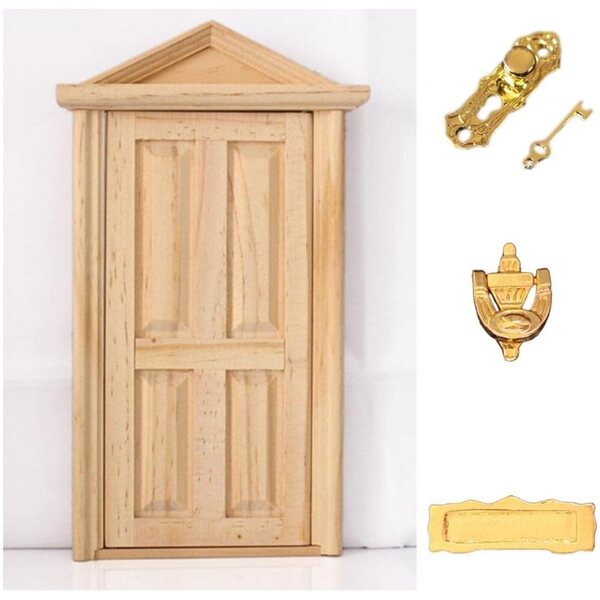 Holztür 4 Paneele für Puppenhaus 1/12 – DIY mit Außenöffnung