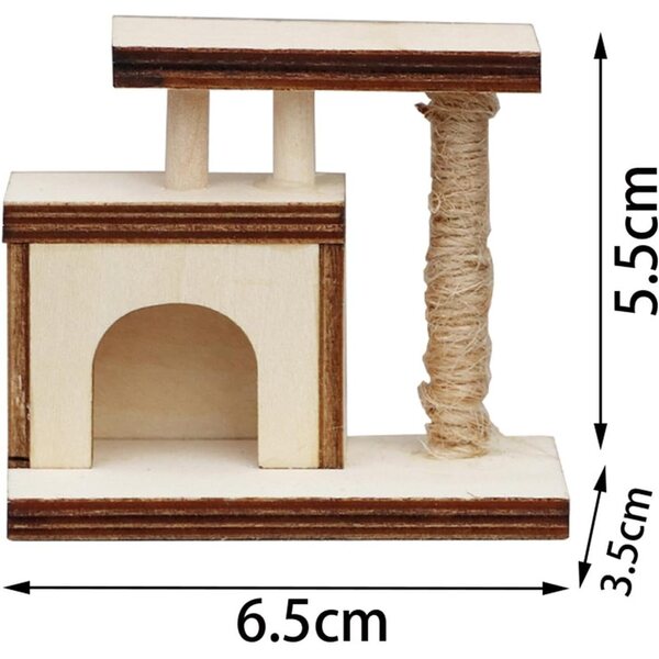 Oshhni Miniatur-Poteau d'Escalade-Modell für Katze aus Holz 1:12, realistische Details