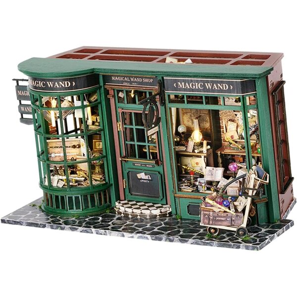 Perfeclan Puppenhaus aus Holz mit LED-Miniaturbausatz, DIY 3D-Puzzle