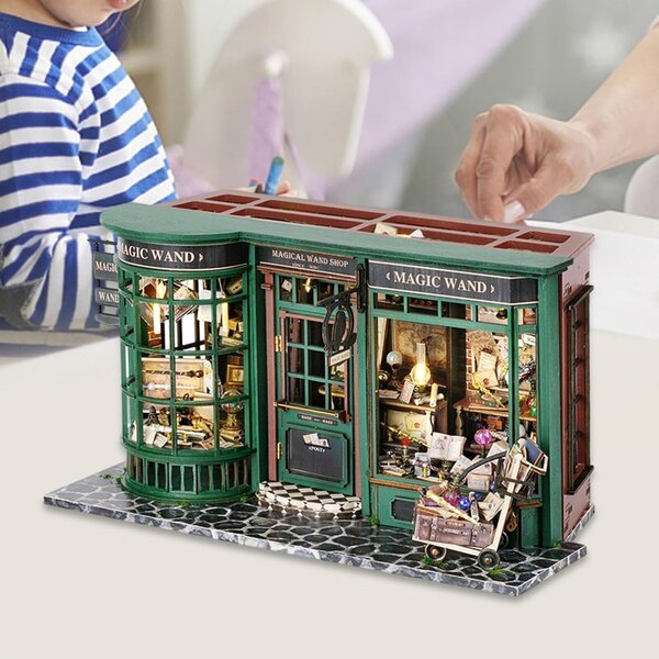 Perfeclan Puppenhaus aus Holz mit LED-Miniaturbausatz, DIY 3D-Puzzle