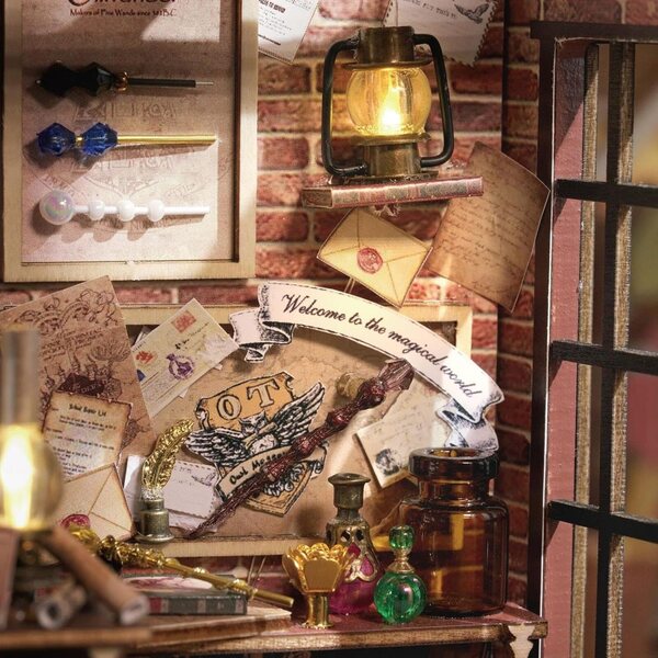 Perfeclan Puppenhaus aus Holz mit LED-Miniaturbausatz, DIY 3D-Puzzle