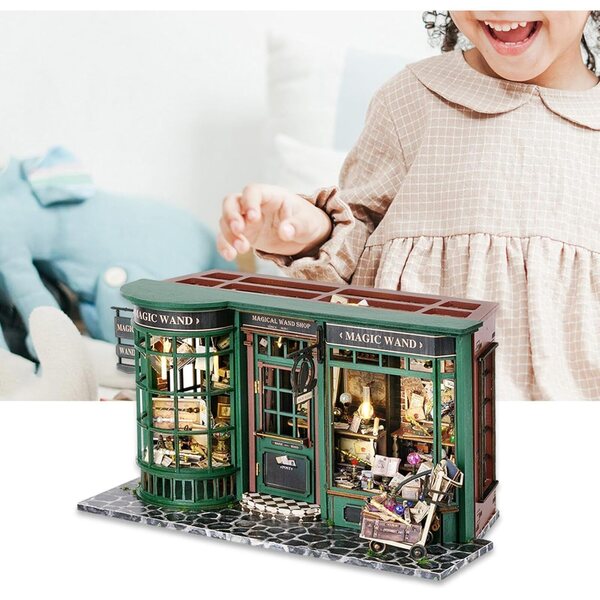 Perfeclan Puppenhaus aus Holz mit LED-Miniaturbausatz, DIY 3D-Puzzle