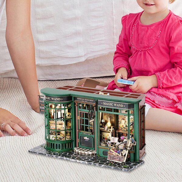 Perfeclan Puppenhaus aus Holz mit LED-Miniaturbausatz, DIY 3D-Puzzle