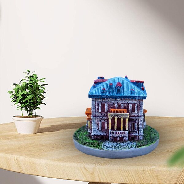 Mini Casa in Resina 5,5x5,5x4 cm Decorazione Mini Villa Giardino Moderna