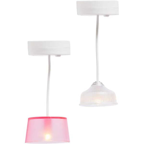 Kit illuminazione casa delle bambole Lundby 2 pezzi batteria LED 1:18 rosa