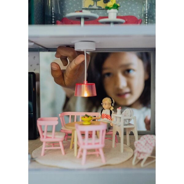 Kit illuminazione casa delle bambole Lundby 2 pezzi batteria LED 1:18 rosa