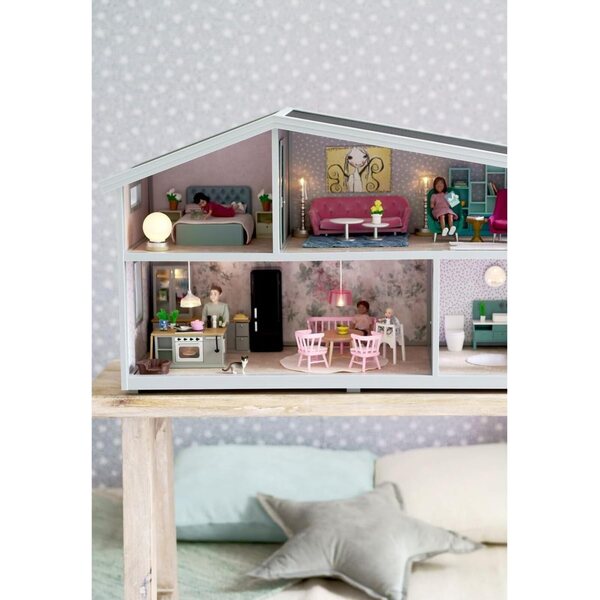 Kit illuminazione casa delle bambole Lundby 2 pezzi batteria LED 1:18 rosa