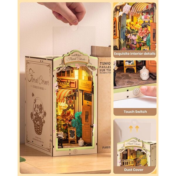 Rowood Kit Miniatura Casa delle Bambole 3D in Legno con Custodia Antipolvere