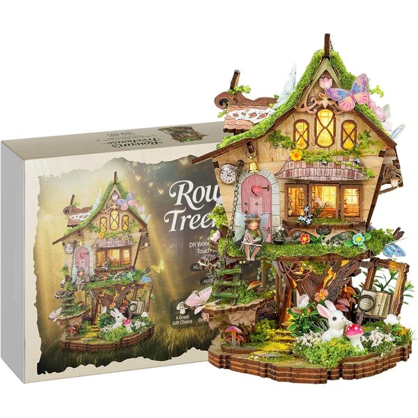 3D-Feenhaus-Bausatz aus Holz mit LED – Modell Rowan STRUCWOOD