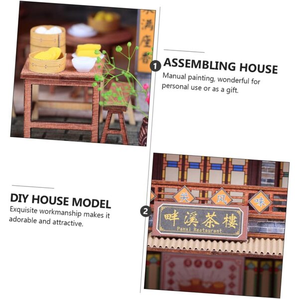 Modello Casa Miniatura Cinese DIY in Legno, Carta e Plastica, Decorazione Lingnan