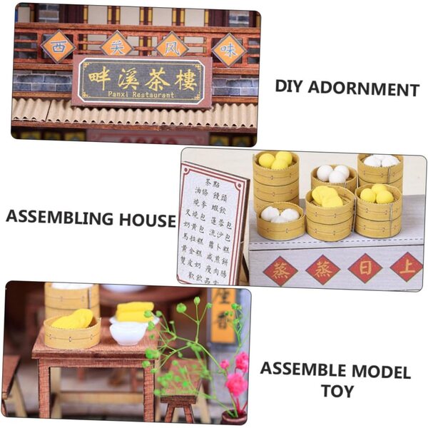 Modello Casa Miniatura Cinese DIY in Legno, Carta e Plastica, Decorazione Lingnan