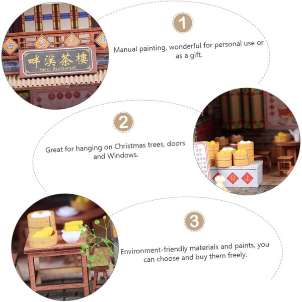 Modello Casa Miniatura Cinese DIY in Legno, Carta e Plastica, Decorazione Lingnan
