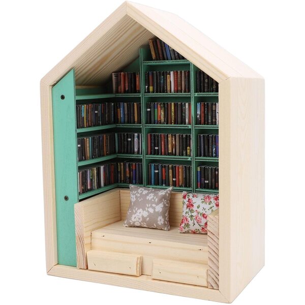 Casa Mini Libreria in Legno Decorativa con Mensola - Kit Artigianale Yechiry