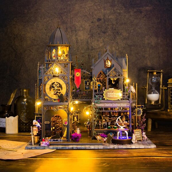 Casa delle Bambole 3D Vintage in Legno da Montare - Kit Fai da Te TOPBSFARNY