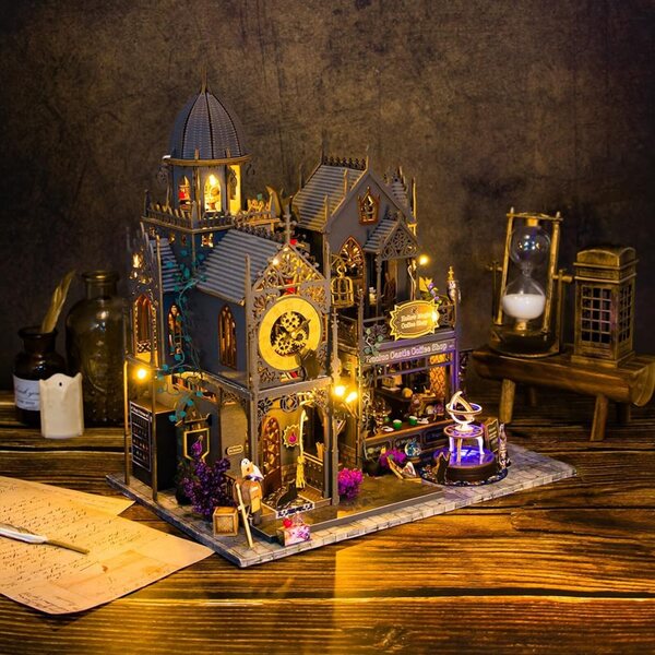 Casa delle Bambole 3D Vintage in Legno da Montare - Kit Fai da Te TOPBSFARNY