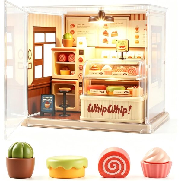 Kit Casa Miniatura Lydaz da Montare con LED e Vetro Anti Polvere per Adulti
