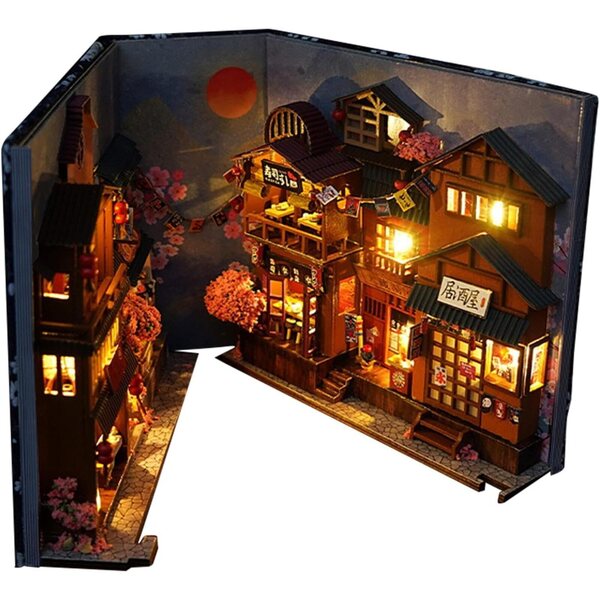 3D-Booknook-Einsatz aus Holz mit LED-Lichtern für Bücherregal – personalisiertes Kreativset