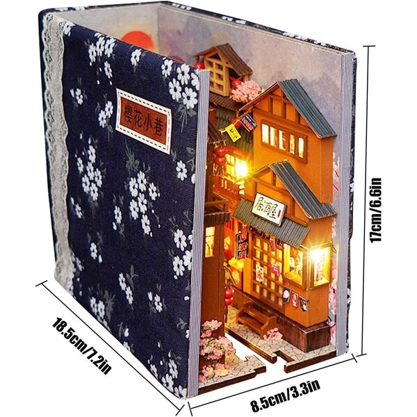 3D-Booknook-Einsatz aus Holz mit LED-Lichtern für Bücherregal – personalisiertes Kreativset