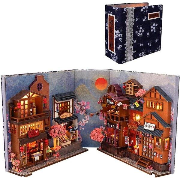3D-Booknook-Einsatz aus Holz mit LED-Lichtern für Bücherregal – personalisiertes Kreativset