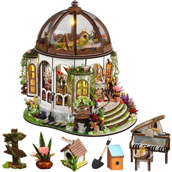 Handgefertigter Miniatur-Puppenhaus-Bausatz aus Holz im Maßstab 1:24 – kreatives DIY-Geschenk