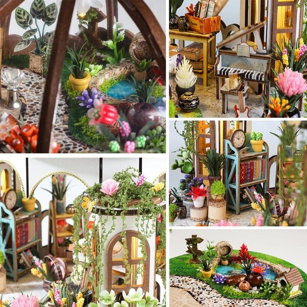 Handgefertigter Miniatur-Puppenhaus-Bausatz aus Holz im Maßstab 1:24 – kreatives DIY-Geschenk