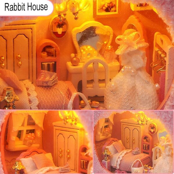 DIY-Miniatur-Puppenhaus-Bausatz mit Teddybär und Möbeln, perfektes Geschenk