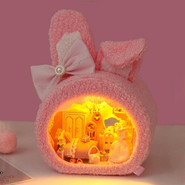 DIY-Miniatur-Puppenhaus-Bausatz mit Teddybär und Möbeln, perfektes Geschenk