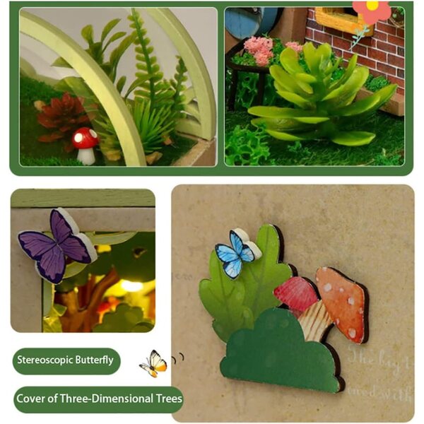 3D-Miniatur-Holzhaus-Bausatz mit LED und DIY-Montage – Creative Jungle Cabana