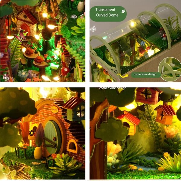 3D-Miniatur-Holzhaus-Bausatz mit LED und DIY-Montage – Creative Jungle Cabana