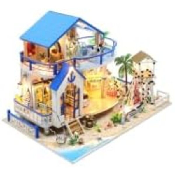 Casa delle Bambole Romantica con Luci LED Hongda 32x24x18 cm - Kit Fai da Te 14+