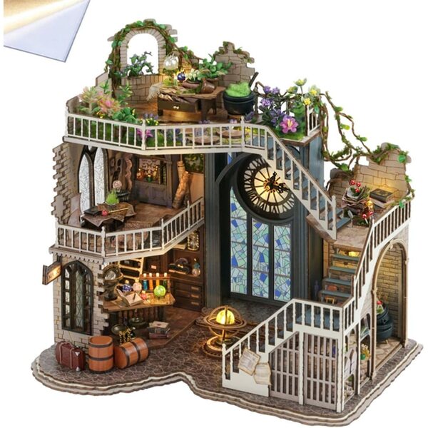 DIY-Puppenhaus-Miniaturbausatz mit LED-Lichtern und Musik – magisches 3D-Holzmodell