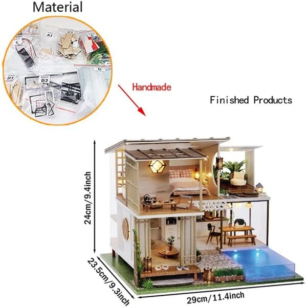 Puppenhaus im chinesischen Stil mit DIY-Möbeln und LED-Licht – Komplettset