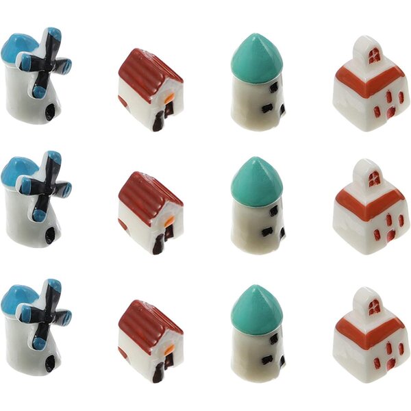 Cabilock Mini Case da Giardino in Resina - 12 Pezzi Ornamenti Miniature Micro Paesaggio