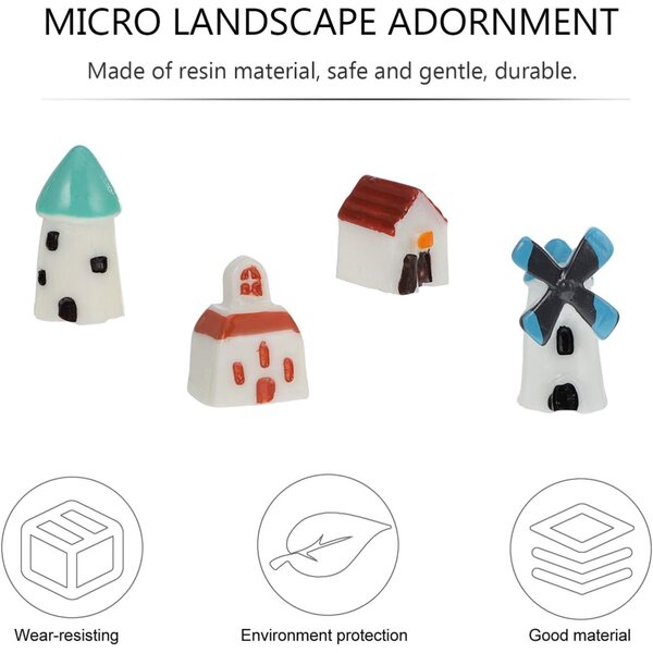 Cabilock Mini Case da Giardino in Resina - 12 Pezzi Ornamenti Miniature Micro Paesaggio