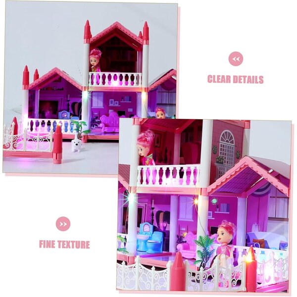 VICASKY Casa delle Bambole DIY con Luci Kit Creativo per Bambine 52x41x35 cm