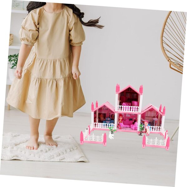 VICASKY Casa delle Bambole DIY con Luci Kit Creativo per Bambine 52x41x35 cm