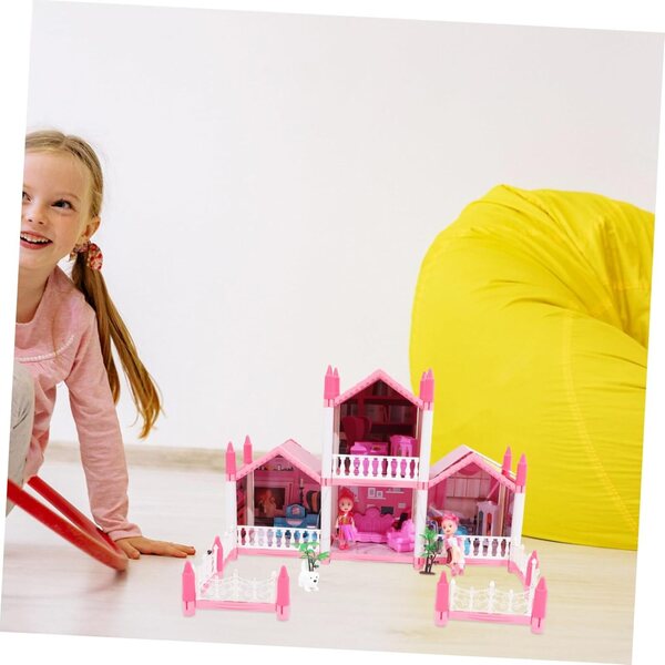 VICASKY Casa delle Bambole DIY con Luci Kit Creativo per Bambine 52x41x35 cm