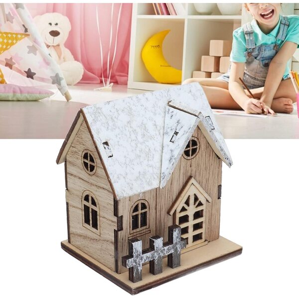 Puppenhaus aus Holz mit weihnachtlichen LEDs, Bausatz, Kreativspiel für Kinder